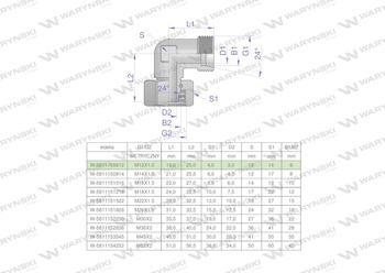 Kolanko hydrauliczne metryczne AB M12x1.5 06L (XEVW) Waryński ( sprzedawane po 2 )