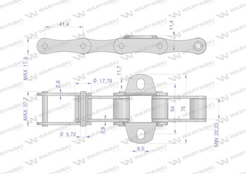 Łańcuch podajnika S55 łapka K1 co 4 ogniwa 5m Waryński