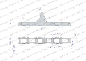 Łańcuch obrywacza kolb przystawki do kukurydzy zamknięty 64 ogniw CA2060H x 64A C6EF2 8 płytek zastosowanie CNH Benac WARYŃSKI