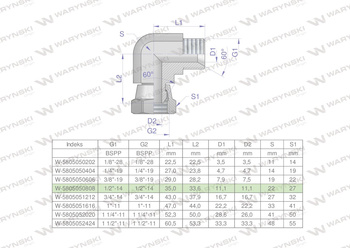 Kolanko hydrauliczne calowe AB 1/2" BSP Waryński