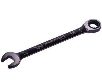 Klucz płasko-oczkowy 18 mm z grzechotką 72 zęby standard ASME B107-2010 Waryński
