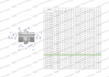 Przyłączka hydrauliczna BB (XGE) M30x2 22L x 3/4" BSP ED Waryński ( sprzedawane po 2 )
