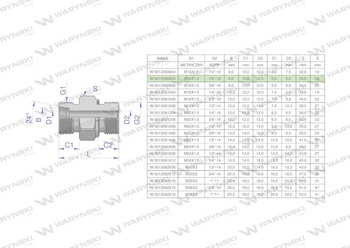 Przyłączka hydrauliczna (odmiana ciężka XGE) BB M16x1.5 08S x 1/4" BSP ED Waryński ( sprzedawane po 5 )