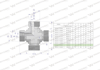 Czwórnik hydrauliczny metryczny BBBB M45x2 35L Waryński