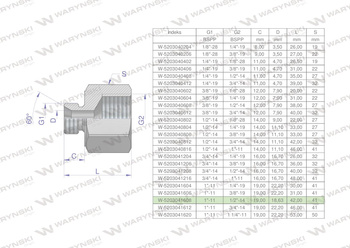 Tulejka różnicowa hydrauliczna calowa AB 1"GZ x 1/2"GW BSP Waryński
