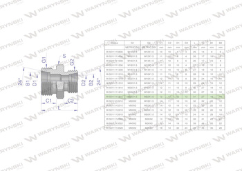 Złączka hydrauliczna redukcyjna metryczna BB M26x1.5 18L / M22x1.5 15L (XG) Waryński ( sprzedawane po 2 )