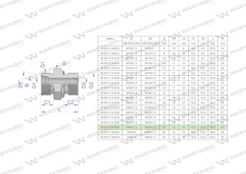 Przyłączka hydrauliczna metryczna BB (XGE) M26x1.5 18L x M26x1.5 ED Waryński ( sprzedawane po 2 )
