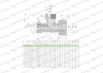 Trójnik hydrauliczny niesymetryczny metryczny BBA M12x1.5 06L (XEVL) Waryński ( sprzedawane po 2 )