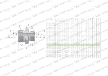Złączka hydrauliczna redukcyjna metryczna BB M30x2 22L / M18x1.5 12L (XG) Waryński