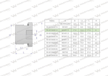 Korek hydrauliczny metryczny (na imbus) M12x1.5 ED Waryński ( sprzedawane po 10 )