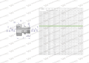 Złączka hydrauliczna metryczna AB (XKOR) A-M22x1.5 15L / B-M18x1.5 12L Waryński ( sprzedawane po 5 )