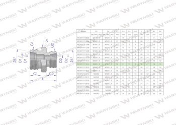 Złączka hydrauliczna redukcyjna metryczna BB M26x1.5 18L / M16x1.5 10L (XG) Waryński ( sprzedawane po 2 )