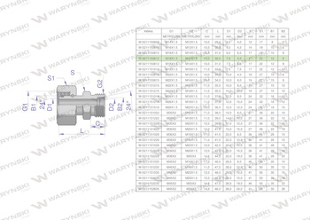 Złączka hydrauliczna metryczna AB (XKOR) A-M18x1.5 12L / B-M12x1.5 06L Waryński ( sprzedawane po 2 )