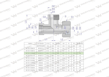 Trójnik hydrauliczny niesymetryczny metryczny BBA M16x1.5 10L (XEVL) Waryński ( sprzedawane po 2 )