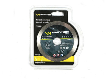 Tarcza diamentowa do cięcia na mokro pełna 115x22.23 mm Waryński