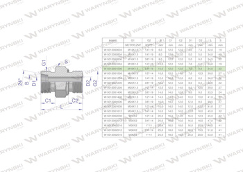 Przyłączka hydrauliczna (odmiana ciężka XGE) BB M18x1.5 10S x 3/8" BSP ED Waryński ( sprzedawane po 5 )