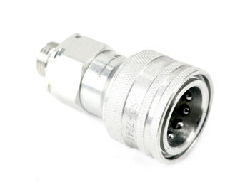 Szybkozłącze hydrauliczne gniazdo M14x1.5 gwint zewnętrzny EURO (ISO 7241-A) z eliminatorem ciśnienia Waryński