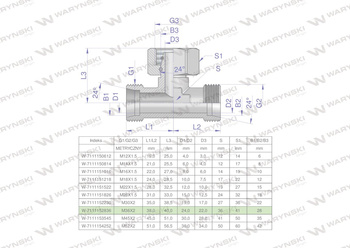 Trójnik hydrauliczny symetryczny metryczny BAB M36x2 28L (XEVT) Waryński