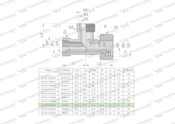 Trójnik hydrauliczny niesymetryczny metryczny BBA M36x2 28L (XEVL) Waryński