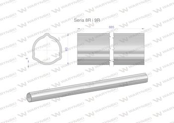 Rura zewnętrzna Seria 8R i 9R do wału 1010 przegubowo-teleskopowego 63x4 mm 885 mm WARYŃSKI