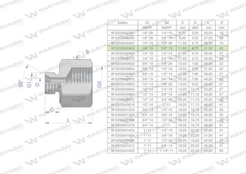 Tulejka różnicowa hydrauliczna calowa AB 1/4"GZ x 3/8"GW BSP Waryński ( sprzedawane po 2 )