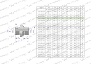 Przyłączka hydrauliczna BB (XGE) M14x1.5 08L x 1/4" BSP ED Waryński ( sprzedawane po 5 )