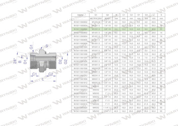 Przyłączka hydrauliczna BB (XGE) M12x1.5 06L x 3/8" BSP ED Waryński ( sprzedawane po 5 )