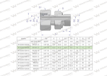 Przyłączka hydrauliczna AB (EVGE) M14x1.5 08L x 1/4" BSP ED Waryński ( sprzedawane po 2 )