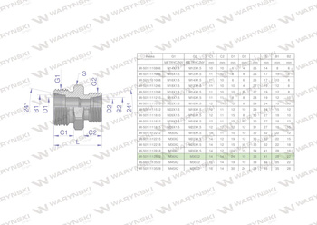 Złączka hydrauliczna redukcyjna metryczna BB M36x2 28L / M30x2 22L (XG) Waryński