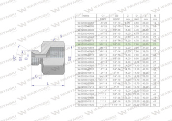 Tulejka różnicowa hydrauliczna calowa AB 3/8"GZ x 1/8"GW BSP Waryński ( sprzedawane po 2 )
