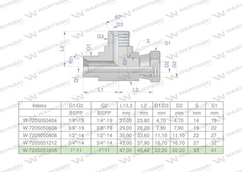 Trójnik hydrauliczny niesymetryczny calowy BBA 1" BSP (XEVL) Waryński