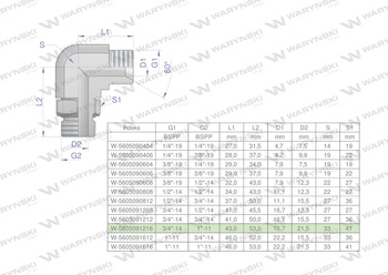 Kolanko hydrauliczne nastawne calowe BB 3/4" x 1" BSP z regulacją Waryński
