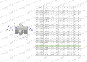 Przyłączka hydrauliczna BB (XGE) M30x2 22L x 1" BSP ED Waryński ( sprzedawane po 2 )