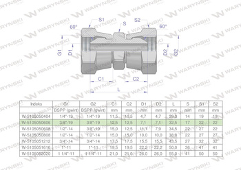 Złączka hydrauliczna calowa AA 3/8" BSP Waryński ( sprzedawane po 2 )