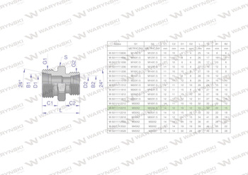 Złączka hydrauliczna redukcyjna metryczna BB M30x2 22L / M22x1.5 15L (XG) Waryński