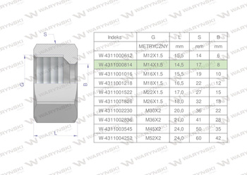 Nakrętka hydrauliczna metryczna (M08L) M14x1.5 08L Waryński ( sprzedawane po 20 )