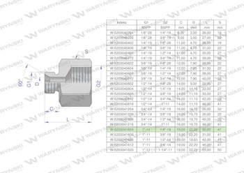Tulejka różnicowa hydrauliczna calowa AB 1"GZ x 1/4"GW BSP Waryński