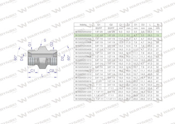 Złączka hydrauliczna redukcyjna calowa BB 1/8" x 1/4" BSP Waryński ( sprzedawane po 10 )