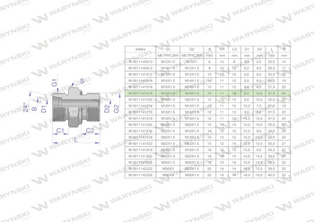 Przyłączka hydrauliczna metryczna BB (XGE) M16x1.5 10L x M18x1.5 ED Waryński ( sprzedawane po 5 )