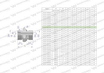 Przyłączka hydrauliczna BB (XGE) M16x1.5 10L x 1/4" BSP ED Waryński ( sprzedawane po 5 )