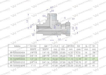 Trójnik hydrauliczny niesymetryczny calowy BBA 1/2" BSP (XEVL) Waryński