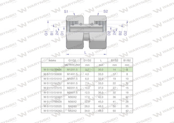 Złączka hydrauliczna metryczna AA M12x1.5 06L Waryński ( sprzedawane po 5 )