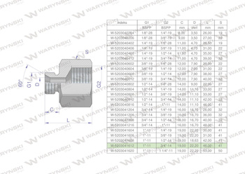 Tulejka różnicowa hydrauliczna calowa AB 1"GZ x 3/4"GW BSP Waryński