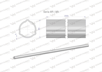 Rura trójkątna zewnętrzna Seria 8R i 9R do wału przegubowo-teleskopowego 63x4mm 2m WARYŃSKI (sprzedawane po 2)