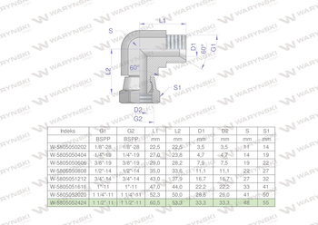 Kolanko hydrauliczne calowe AB 1 1/2" BSP Waryński