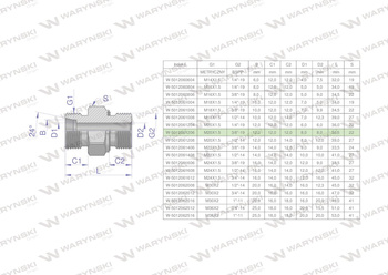 Przyłączka hydrauliczna (odmiana ciężka XGE) BB M20x1.5 12S x 3/8" BSP ED Waryński ( sprzedawane po 5 )