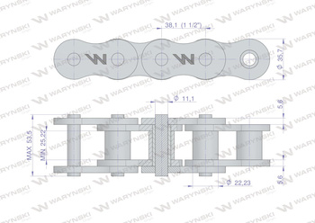 Łańcuch rolkowy wzmocniony przemysłowy 24AH-1 ANSI A 120H (R1 1.1/2) 5m Waryński