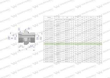 Przyłączka hydrauliczna metryczna BB (XGE) M18x1.5 12L x M22x1.5 ED Waryński ( sprzedawane po 10 )