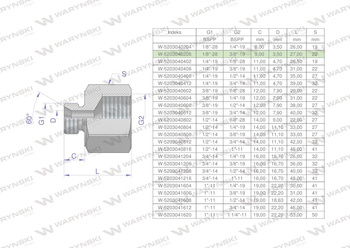 Tulejka różnicowa hydrauliczna calowa AB 1/8"GZ x 3/8"GW BSP Waryński ( sprzedawane po 2 )