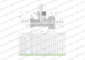 Trójnik hydrauliczny niesymetryczny metryczny BBA M52x4 42L (XEVL) Waryński